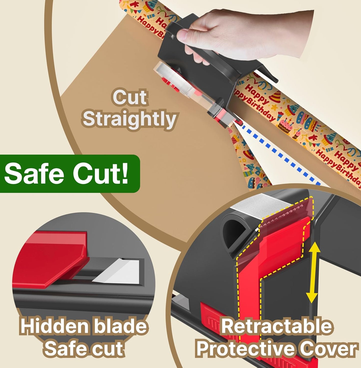 Wrapping Paper Cutter & Tape Dispenser