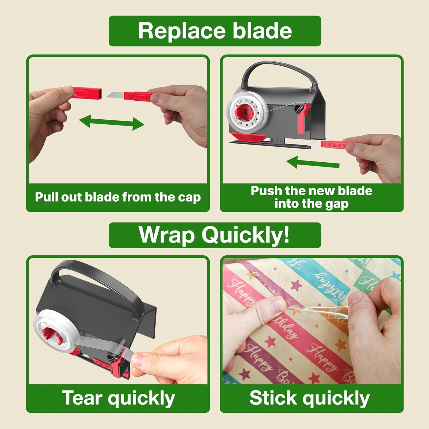 Wrapping Paper Cutter & Tape Dispenser