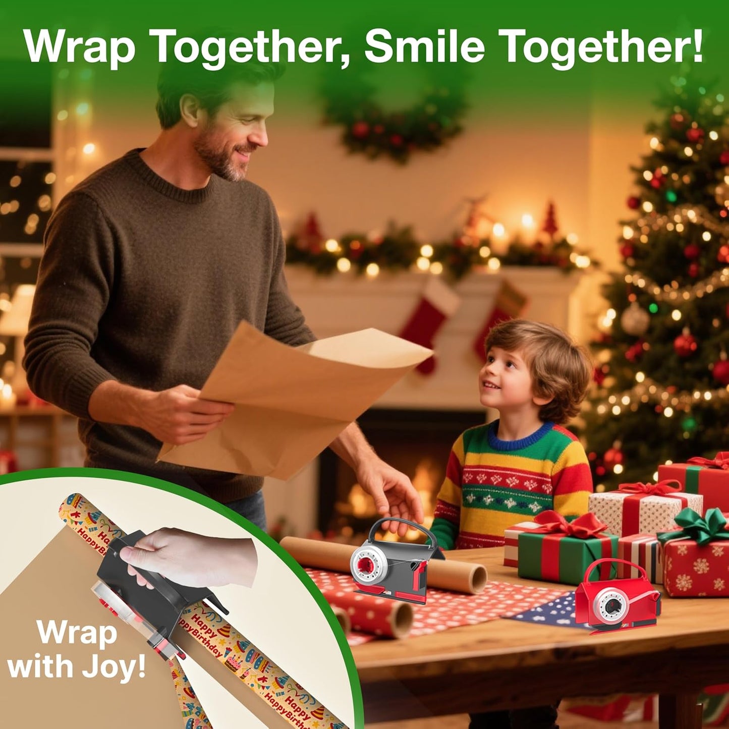 Wrapping Paper Cutter & Tape Dispenser