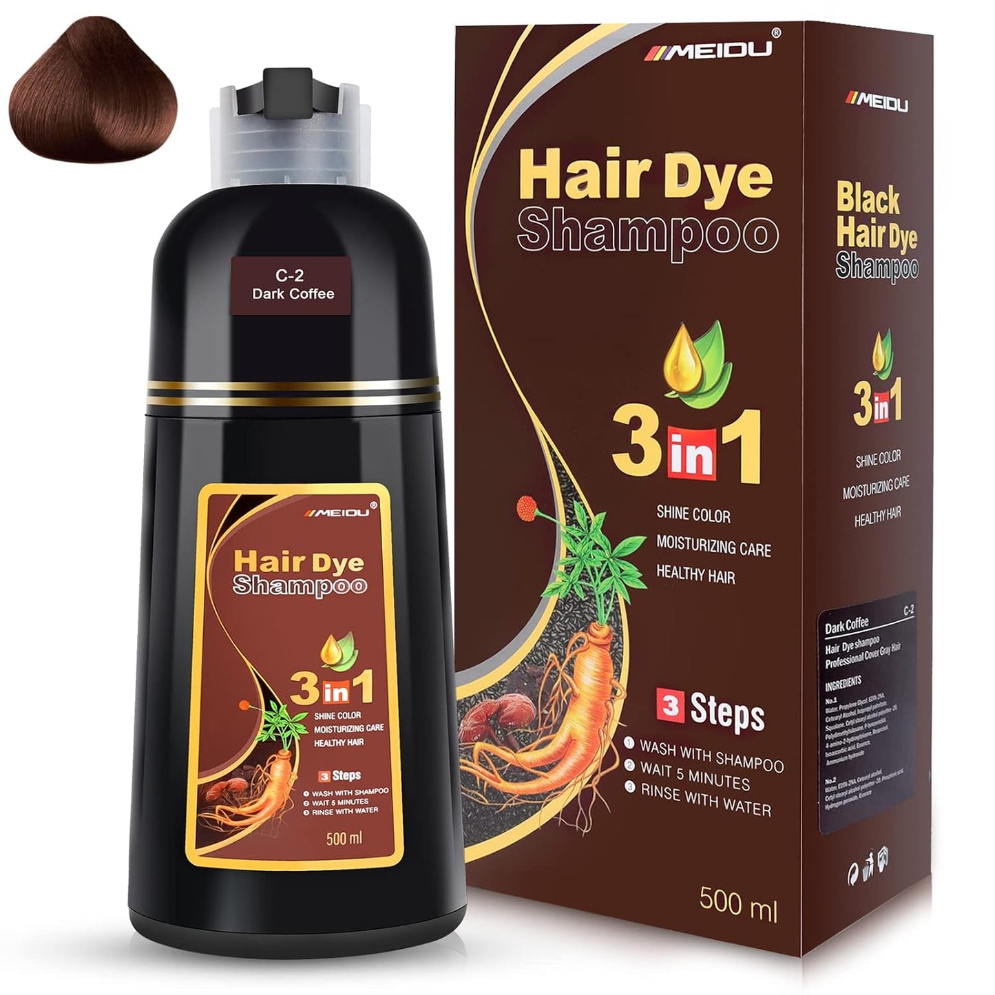 3 in 1 Hair Dye Shampoo