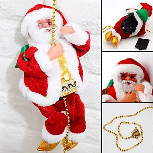 Santa Claus climbing rope