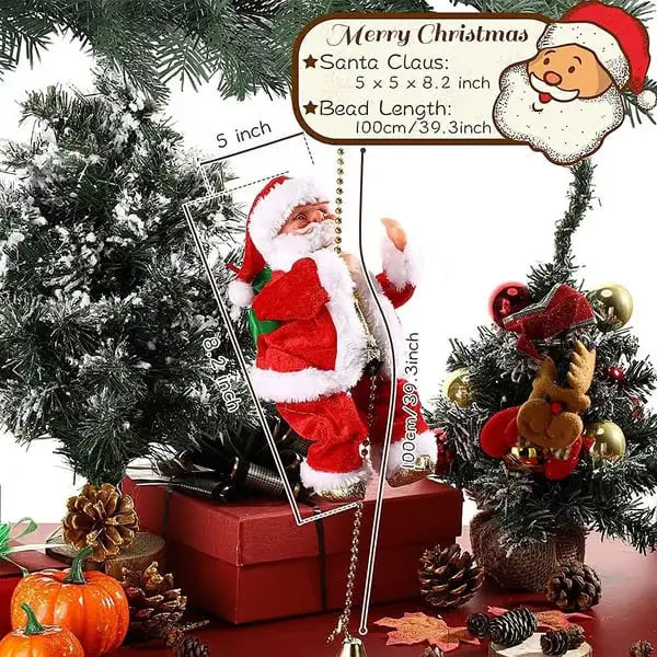 Santa Claus climbing rope