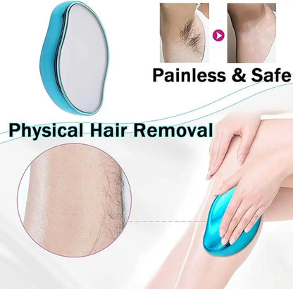 Crystal Glass Hair Remover - Painless Exfoliating Hair Removal Tool, Blade-Free & Chemical-Free