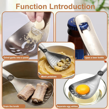 Stainless Steel Masher & Strainer Spoon