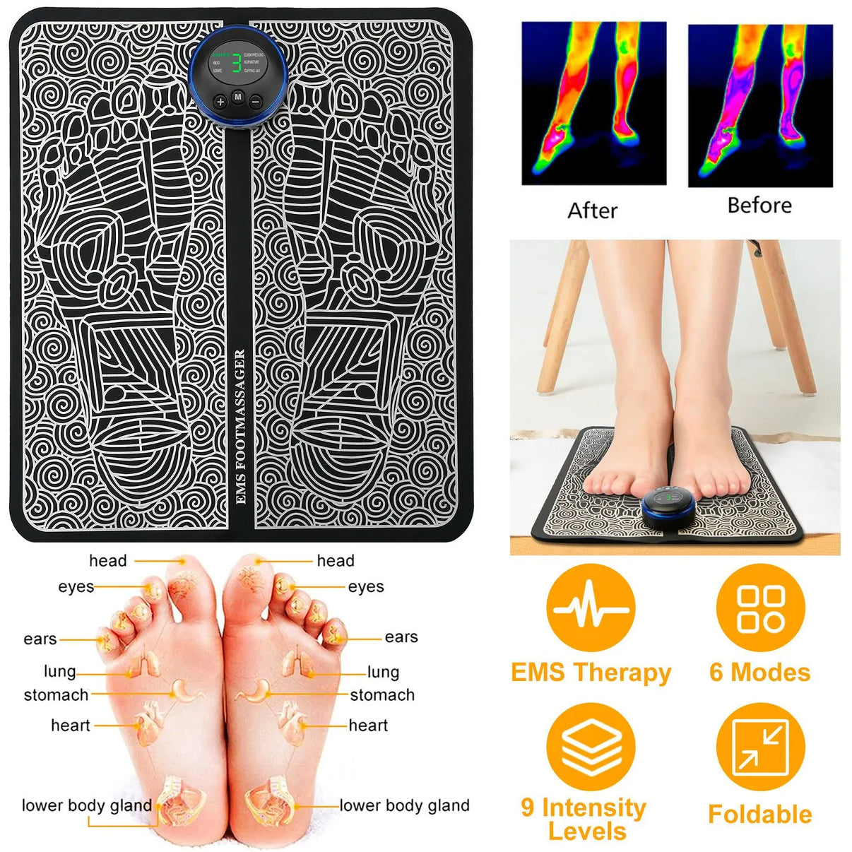 Electric Rechargeable Foot Massage Pad