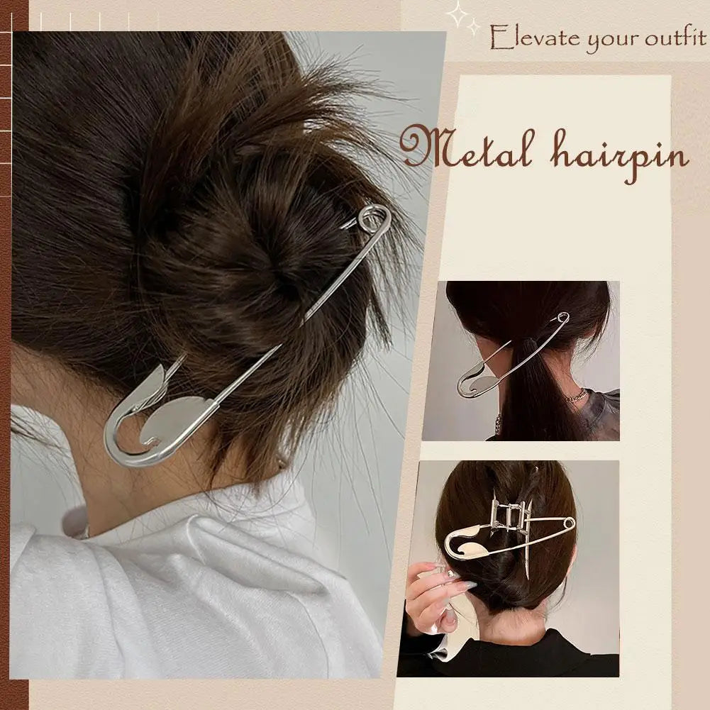 New Large Safety Pin Metal Hair Claws