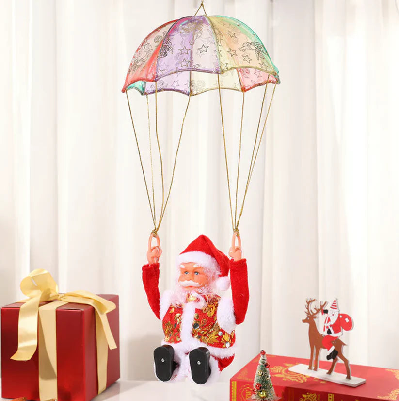 Santa Claus climbing rope