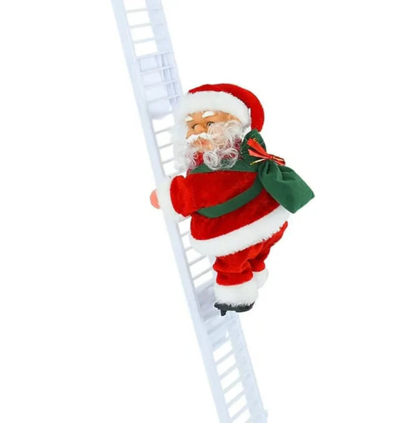 Santa Claus climbing rope